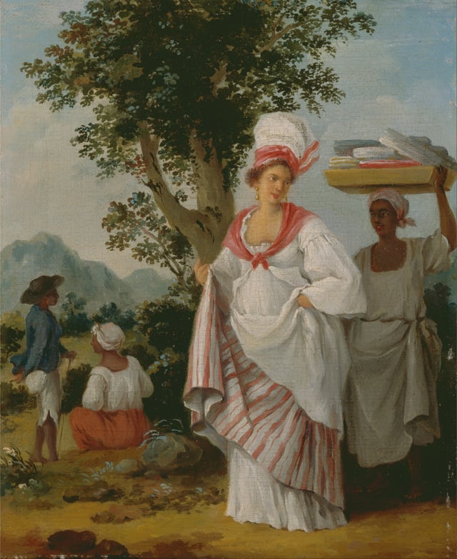 West Indian Creole woman, with her black servant, circa 1780