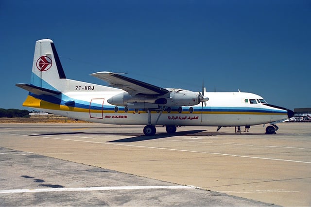 A Fokker F27 Friendship of Air Algérie at Faro Airport in 1991.