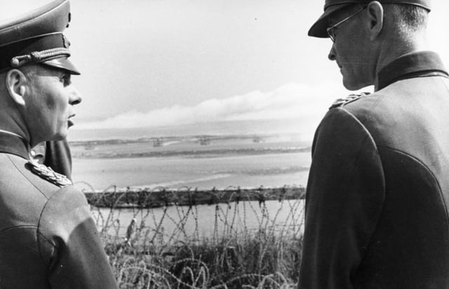 Rommel observes the fall of shot at Riva-Bella, just north of Caen in the area that would become Sword Beach in Normandy.