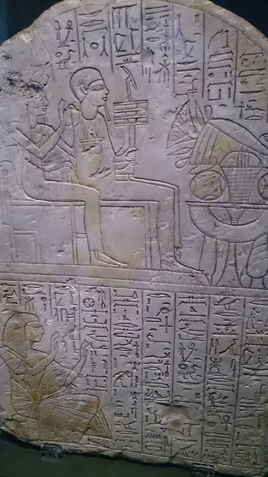 Hieroglyphs on a funerary stela in Manchester Museum
