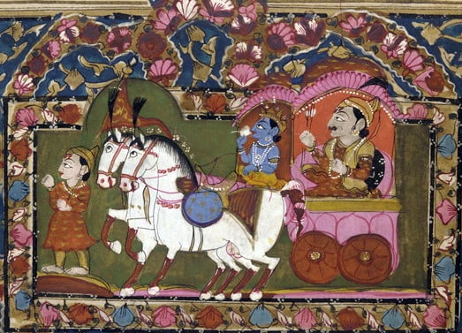 Krishna and Arjuna at Kurukshetra, 18th–19th-century painting