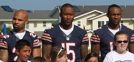 Forte with Brandon Marshall and Alshon Jeffery in 2014
