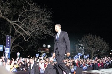 Then–presidential hopeful Barack Obama on a campaign stop at Sewell Park in 2008.