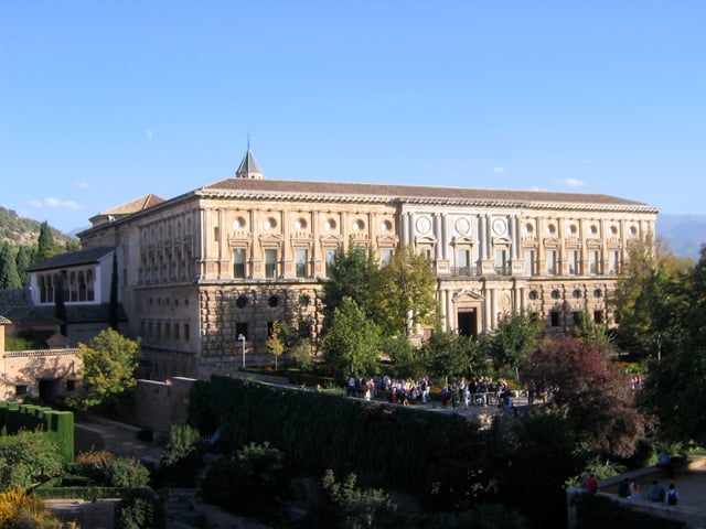Exterior of The Palace of Charles V in Granada, built by Emperor Charles V upon his wedding to Isabel of Portugal in 1526.