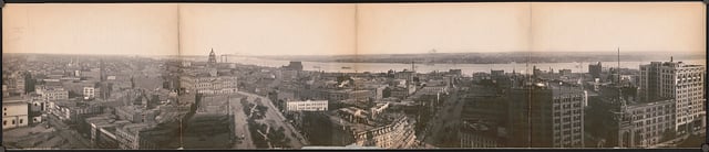 Downtown Panorama (1905) looking toward the Detroit River and Windsor, Ontario