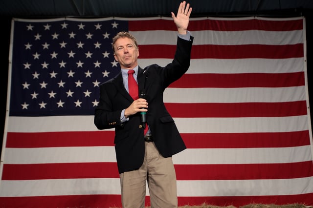 Paul speaking at a campaign rally, October 2015
