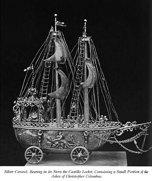 Silver Caravel containing a small portion of Christopher Columbus's remains