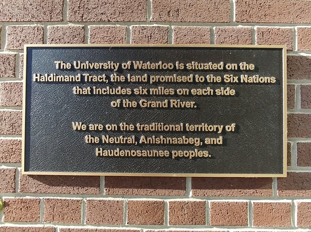 Land acknowledgement plaque outside of the Student Life Centre