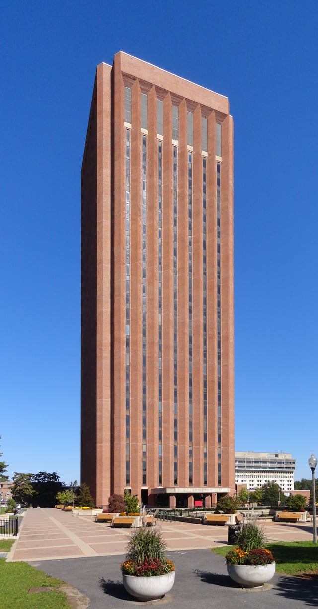 The W. E. B. Du Bois Library is the world's 2nd tallest library and the tallest university library.