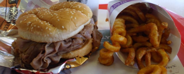 Arby's medium roast beef with fries