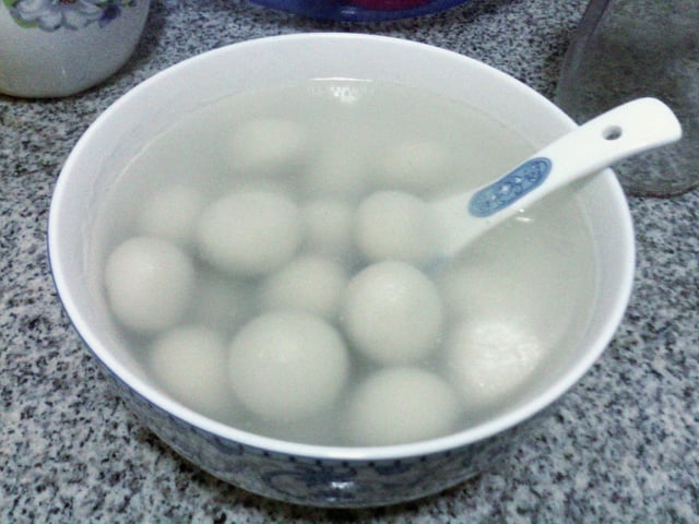 Traditional tangyuan with a sweet sesame filling