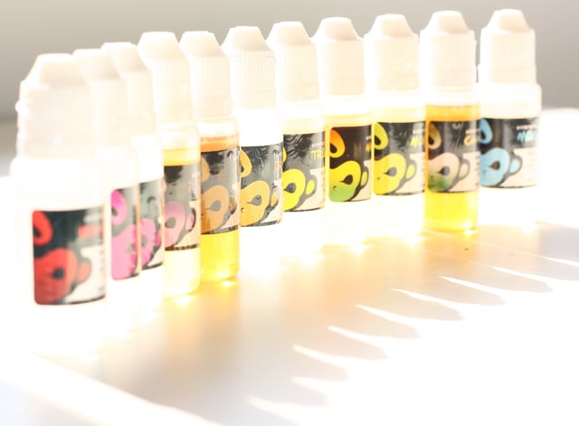 E-liquid comes in candy, fruit and coffee flavors, etc.