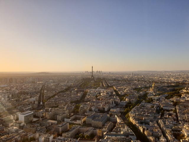 Eiffel Tower seen from Tour Montparnasse in 2019.