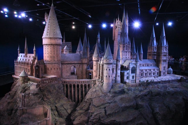A studio model of Hogwarts Castle as it appears in the films.