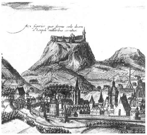 Lviv High Castle, fragment of engraving by A. Gogenberg, 17th century
