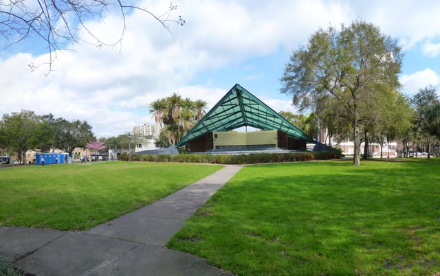 Williams Park with bandshell, one of the many public green spaces in the area