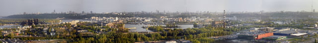 A panoramic view of Right-Bank Kiev, where the city centre is located (May 2011)