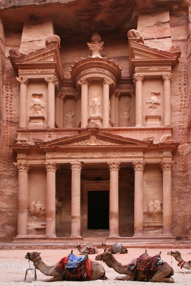 Al-Khazneh in Petra (c. 1st century AD), is believed to be the mausoleum of the Arab Nabataean King Aretas IV.
