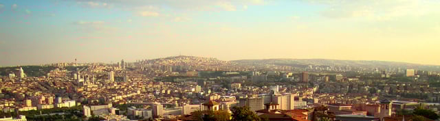 A panoramic view of the city from the Ankara castle and citadel