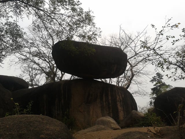 Balancing rock near Madan Mahal Fort, Jabalpur, Madhya Pradesh, India