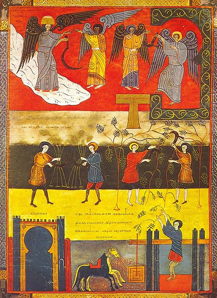 "Harvest of grain and grapes", from the Beatus de Facundus, commissioned by Ferdinand and Sancha, circa 1047