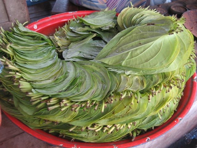 Betel leaves at a market in Mandalay, Burma