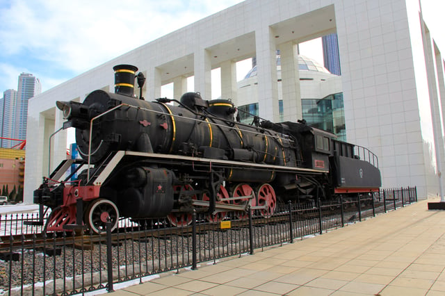 China Railways SY industrial steam locomotive, kept in front of Dalian Modern Museum