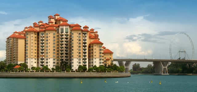 A condominium complex in Singapore next to the Kallang River
