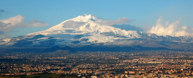 Mount Etna is an active stratovolcano in Sicily.