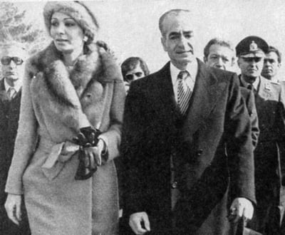 Shah and his wife, Shahbanu Farah leaving Iran on 16 January 1979