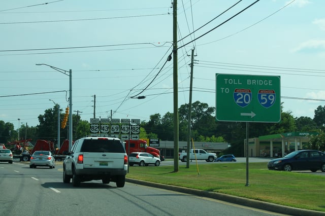 Toll sign near US Highway 82.