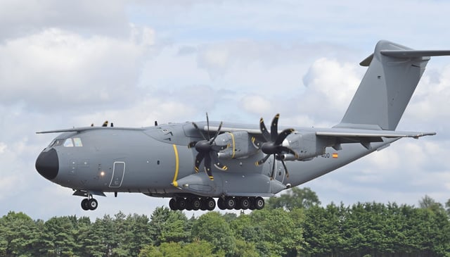 A400M demonstrator arrives for the 2019 RIAT, England