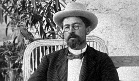 Chekhov's classic look: pince-nez, hat and bow-tie