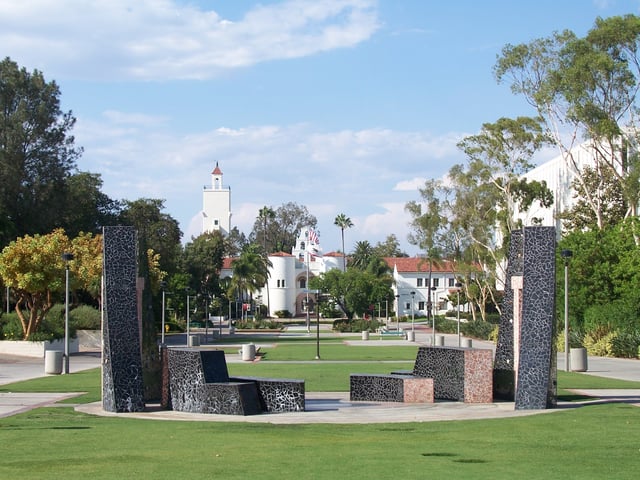 Campanile Mall looking towards Hepner Hall