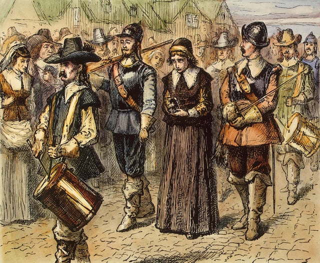 Quaker Mary Dyer led to execution on Boston Common, 1 June 1660