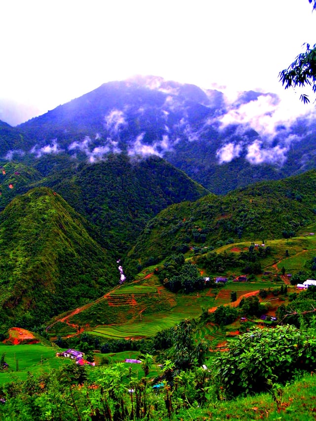 Sa Pa mountain hills with agricultural activities