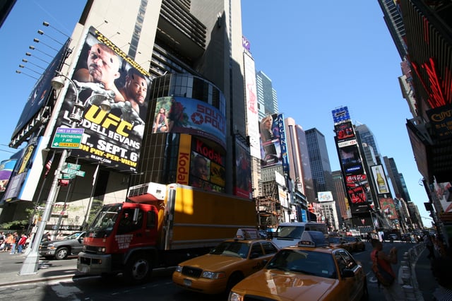 New York City Times Square ad for UFC 88: Breakthrough featuring Chuck Liddell vs. Rashad Evans