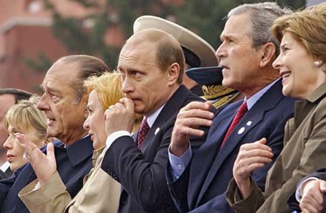 President Bush at the celebration of the sixtieth anniversary of victory in World War II, Red Square, Moscow