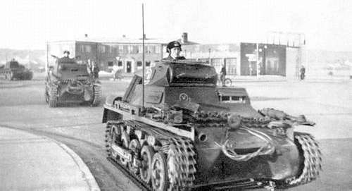 German Pz.Kpfw. I tanks in Aabenraa, Denmark, 9 April 1940