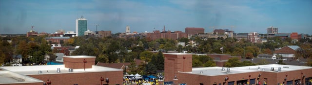 The Ann Arbor skyline as seen from Michigan Stadium