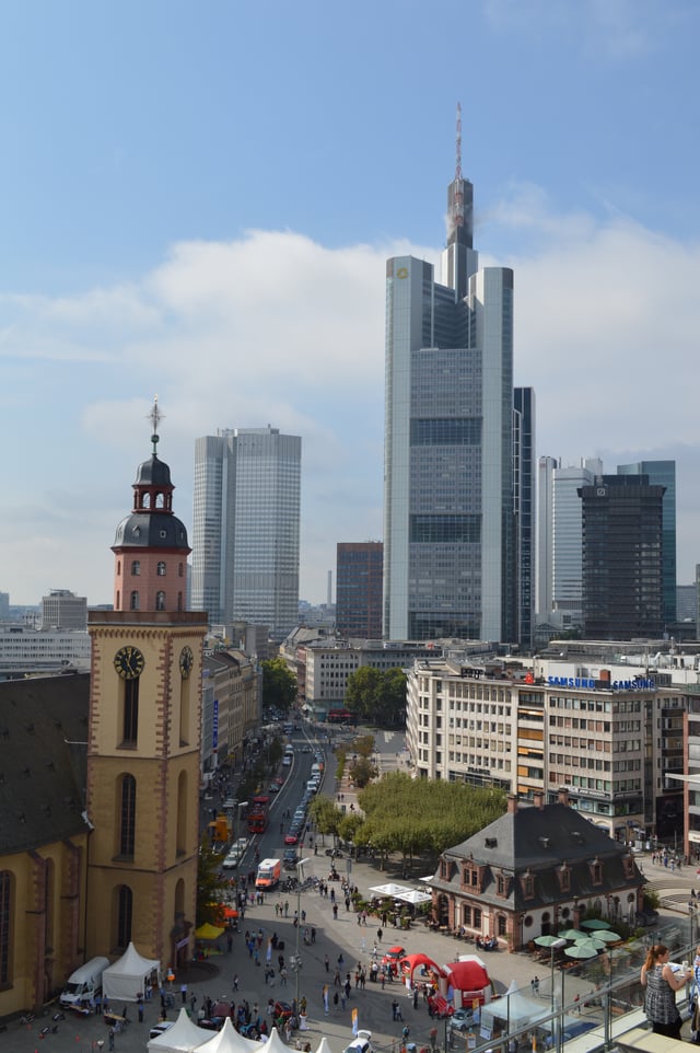 The view towards downtown Frankfurt from Zeil shopping street