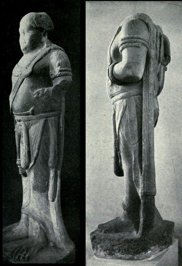 The two Yakshas, possibly 3rd century BCE, found in Pataliputra.