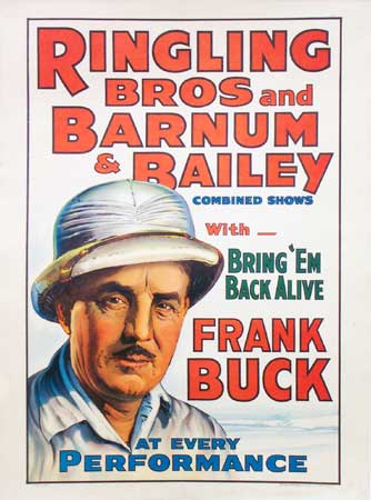 Frank Buck, star attraction, 1938