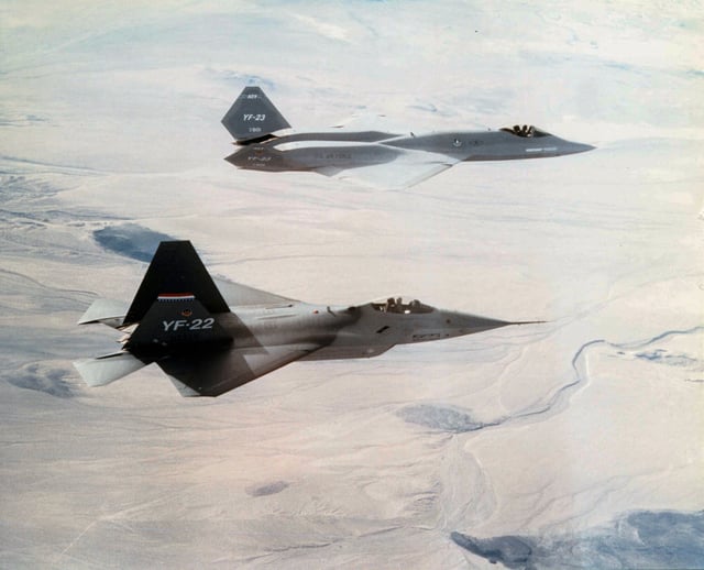 Prototype YF-22 and YF-23 fighters, 1991