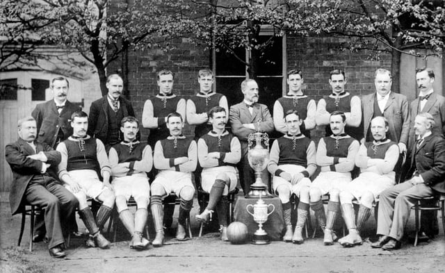 The Aston Villa team in 1897, after winning both the FA Cup and the Football League.