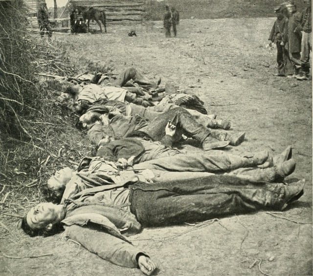 북군을 기습한 남부군의 시체, 스팟실바니아 전투, 1864년 3월 19일.