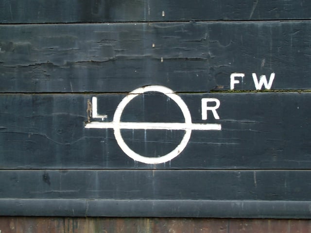 The Lloyd's Register load line on the hull of the Cutty Sark