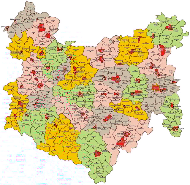 Administrative division of Lwów Voivodeship, 1938
