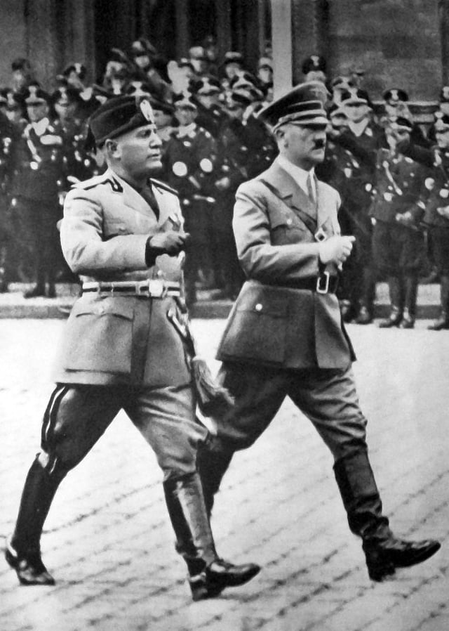 Mussolini with Adolf Hitler in Berlin, 1937