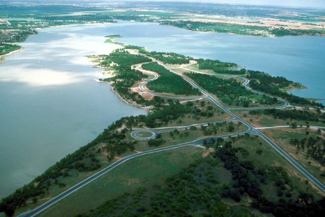 Proctor Lake, Texas, constructed by the Corps of Engineers to provide flood control, drinking water, and recreation
